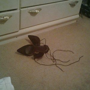 Black tie up high heels